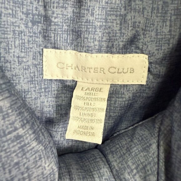 Charter Club Puffer Vest Women's Size Large Chambray Blue Full Zip Pockets - Picture 4 of 4